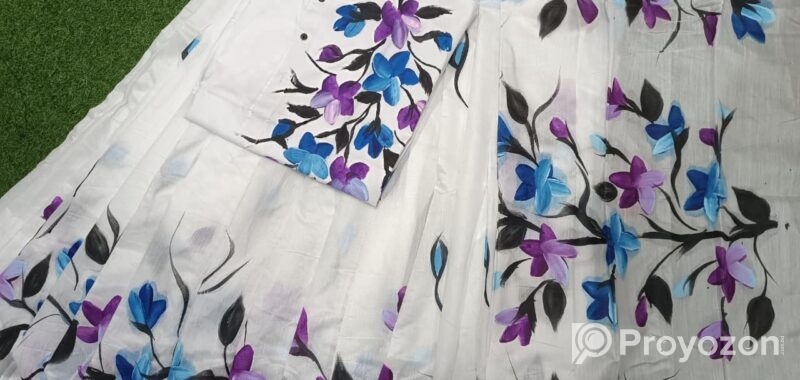 Hand Print Half Silk Couple Dress
