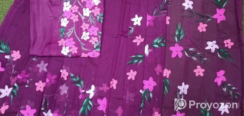Hand Print Half Silk Couple Dress