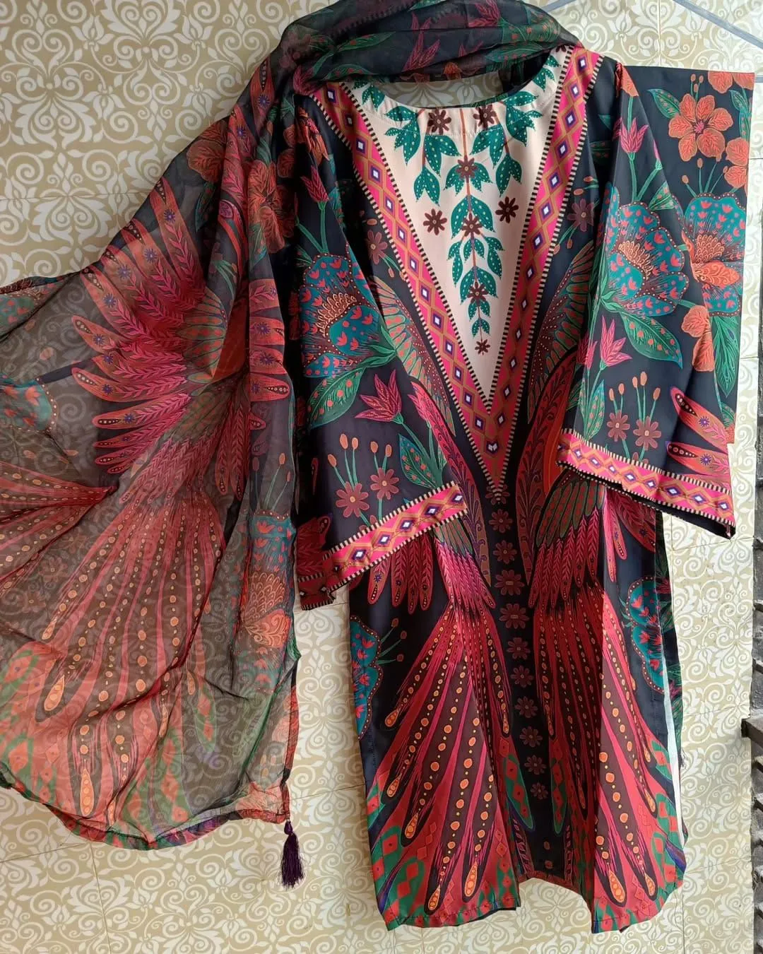 Ready Made Pure dubai silk Digital Print Three Piece