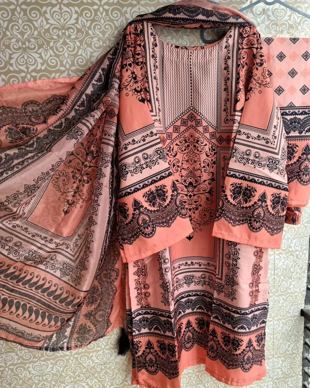 Ready Made Pure dubai silk Digital Print Three Piece