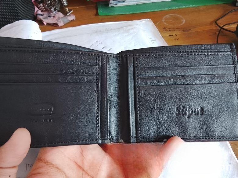 Black Leather Money Bag
