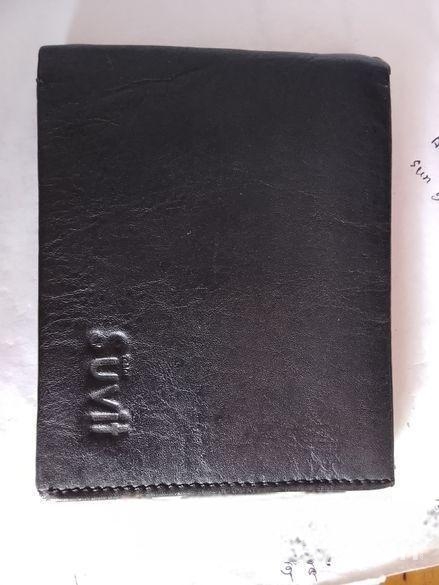 Black Leather Money Bag