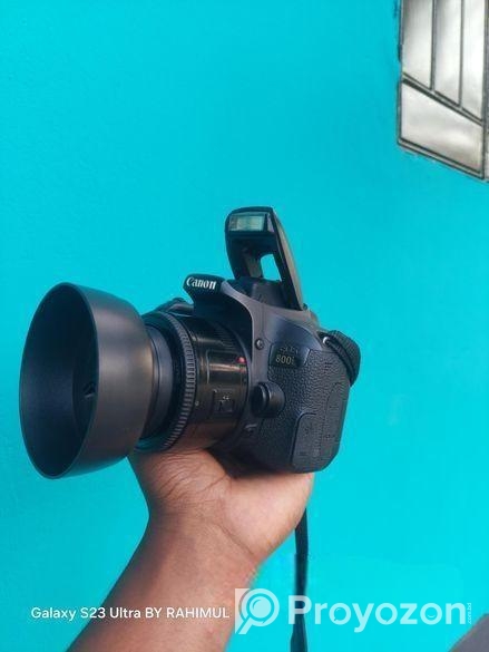 canon 800D with 50mm prime lens 1.8..