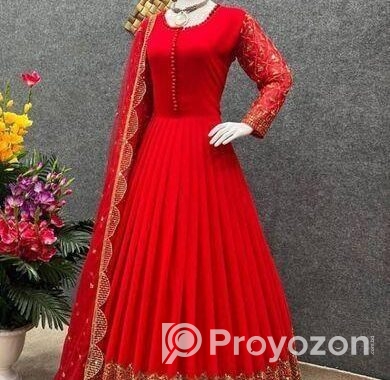 রেডিমেড জর্জেট এমব্রয়ডারি পার্টি ড্রেস