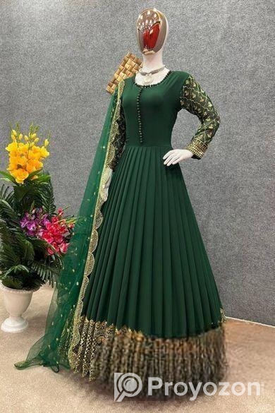 রেডিমেড জর্জেট এমব্রয়ডারি পার্টি ড্রেস
