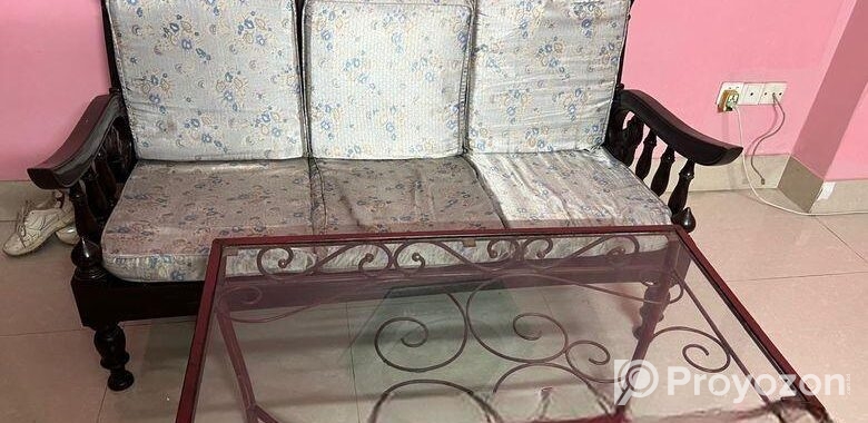 সেকুন কাঠের সোফা এবং টি টেবিল