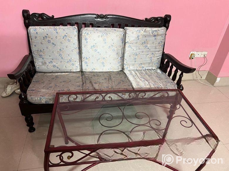 সেকুন কাঠের সোফা এবং টি টেবিল