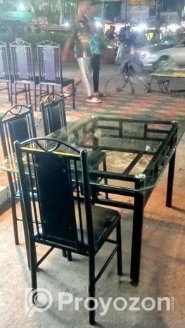 ছয় পিস চেয়ার সহ টেন মিলি গ্লাস ডাইনিং টেবিল (daining able)