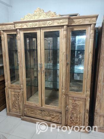 চিটাগং সেগুন কাঠের গ্লাসের শোকেস এক বছরের EMI তে