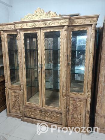 চিটাগং সেগুন কাঠের গ্লাসের শোকেস এক বছরের EMI তে