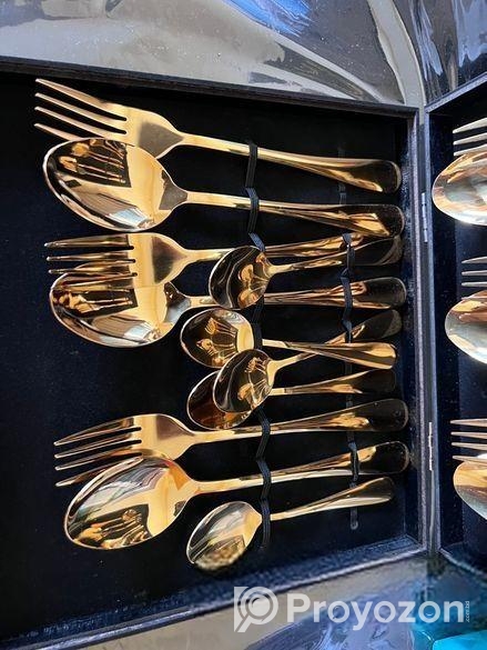 প্রিমিয়াম গোল্ড কালার কাটলারি সেট – বক্সসহ