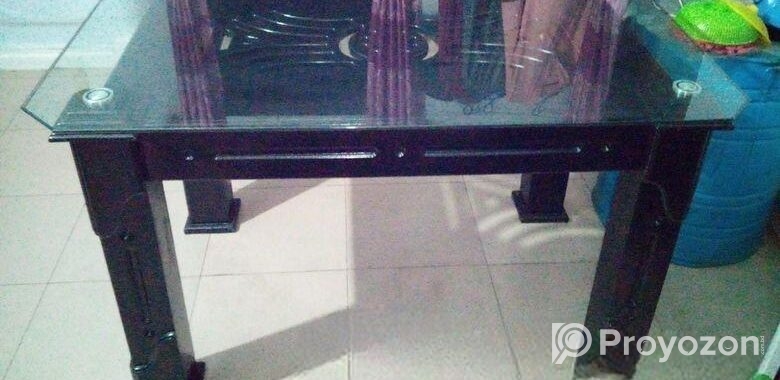 Four-Chair Glass Dining Table