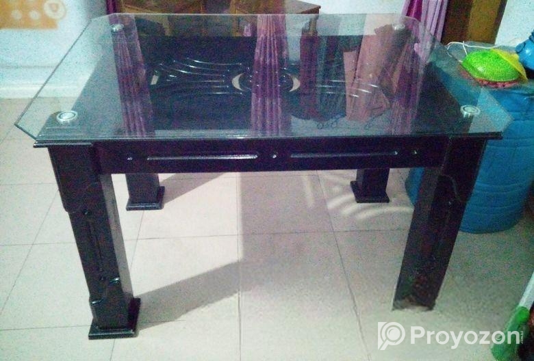 Four-Chair Glass Dining Table