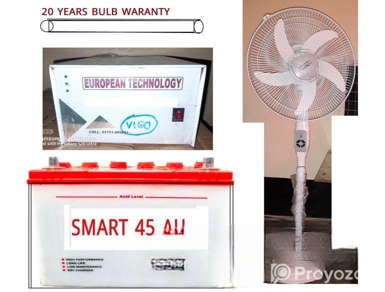 1 stand fan 4 bulb 20 hours backup Digital ips