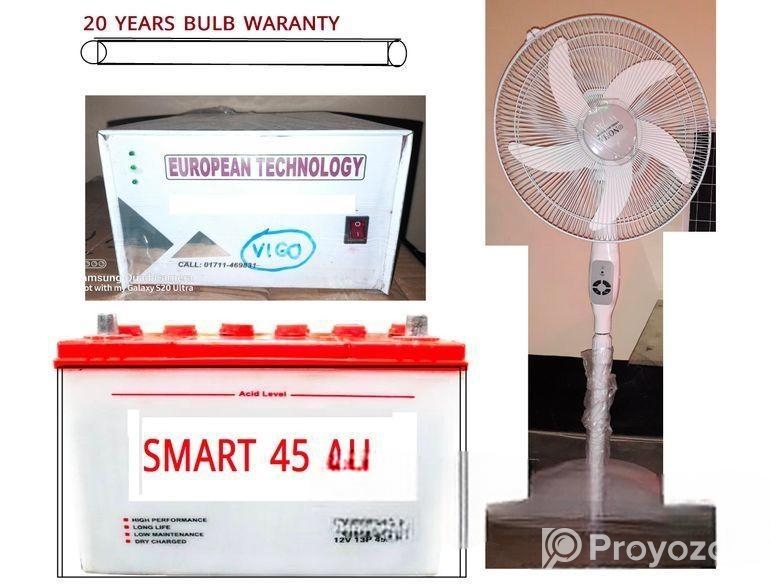 1 stand fan 4 bulb 20 hours backup Digital ips