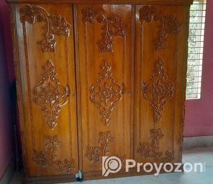 তিন পাল্লার আলমারি সেগুন কাঠের