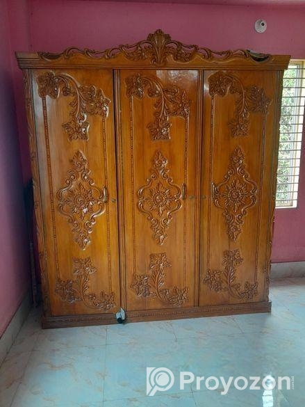 তিন পাল্লার আলমারি সেগুন কাঠের
