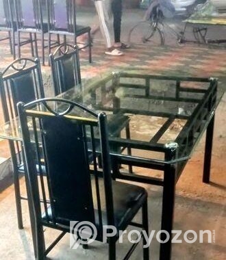 ছয় পিস চেয়ার সহ টেন মিলি গ্লাস ডাইনিং টেবিল (daining able)