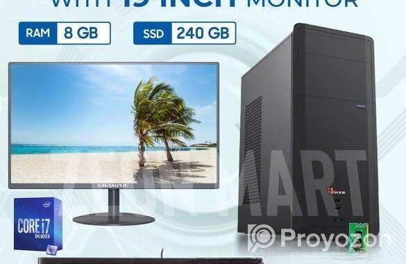 কোর i7 গেমিং PC ধামাকা অফার 8GB SSD 256GB 19” LED