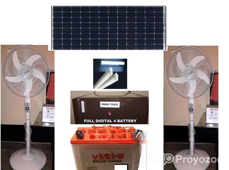 সৌর প্যাকেজ 2stand Fan 5bulb 20hrs Backup