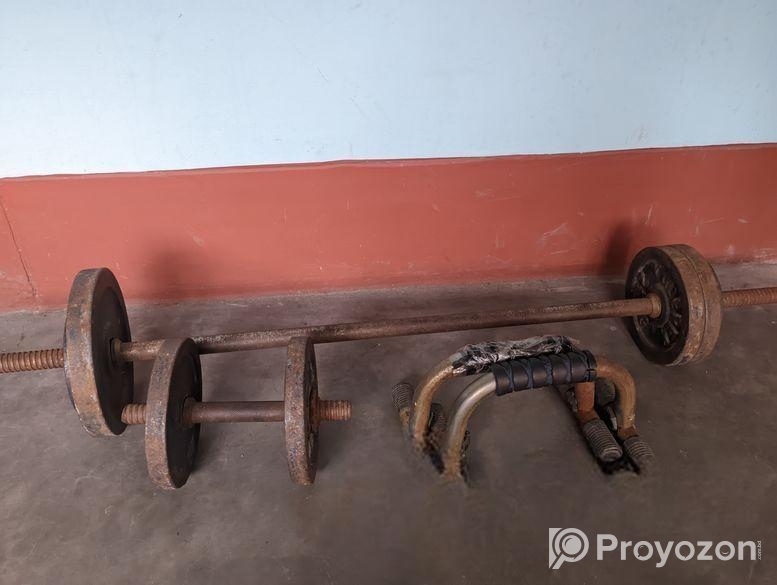 মোট ২৫ কেজি(প্রায়) ডাম্বেল || পুশ আপ বার ওয়েট লিফটিং বার।