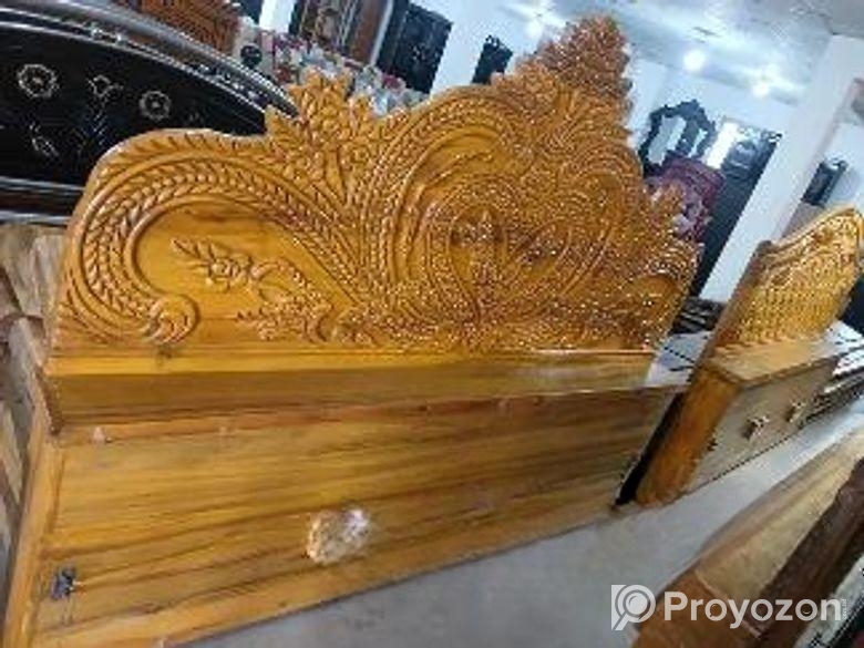 আকাশি কাটের ফুল বক্স খাট