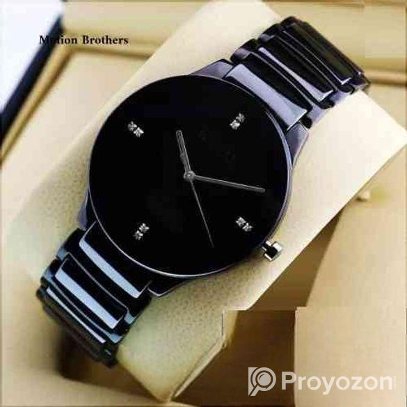 Gfjh Nra11 Black Stainless Steel Watch with Raolias Hands For Men