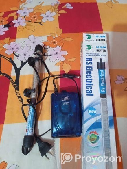 , aquarium air pump & heater