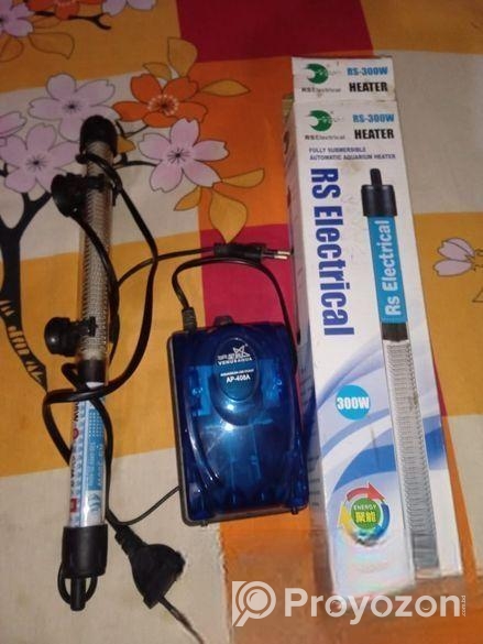 , aquarium air pump & heater