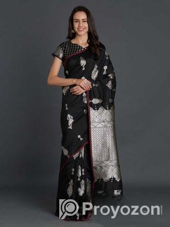 কালারফুল স্ক্রিন প্রিন্ট শাড়ি ম্যাচিং ব্লাউজ সহ