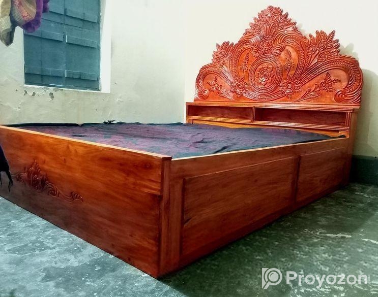 মেহগনি কাঠের ফুল বক্স খাট