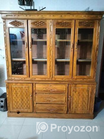 সেগুন কাঠের ওয়াল শোকেস ৪ পাল্লা