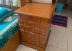 King size bed of processed wood with 2 side tables ,mattress and