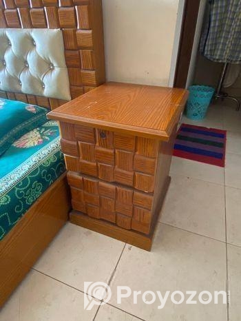 King size bed of processed wood with 2 side tables ,mattress and