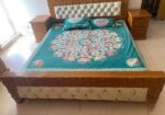 King size bed of processed wood with 2 side tables ,mattress and