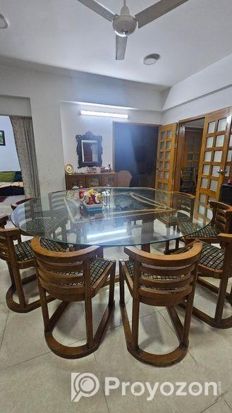 ১২টি সেগুন কাঠের চেয়ার + মোটা গ্লাসের রাউন্ড টেবিল (বড় সাইজ)