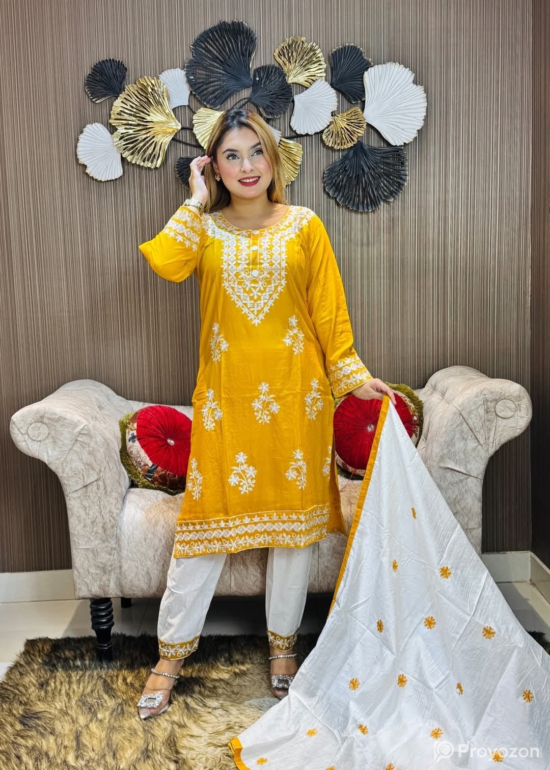 Embroidery Cotton Three Piece