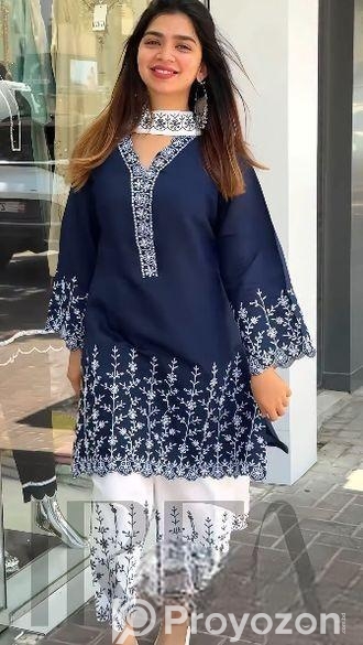 Soft Cotton Embroidery Three Piece