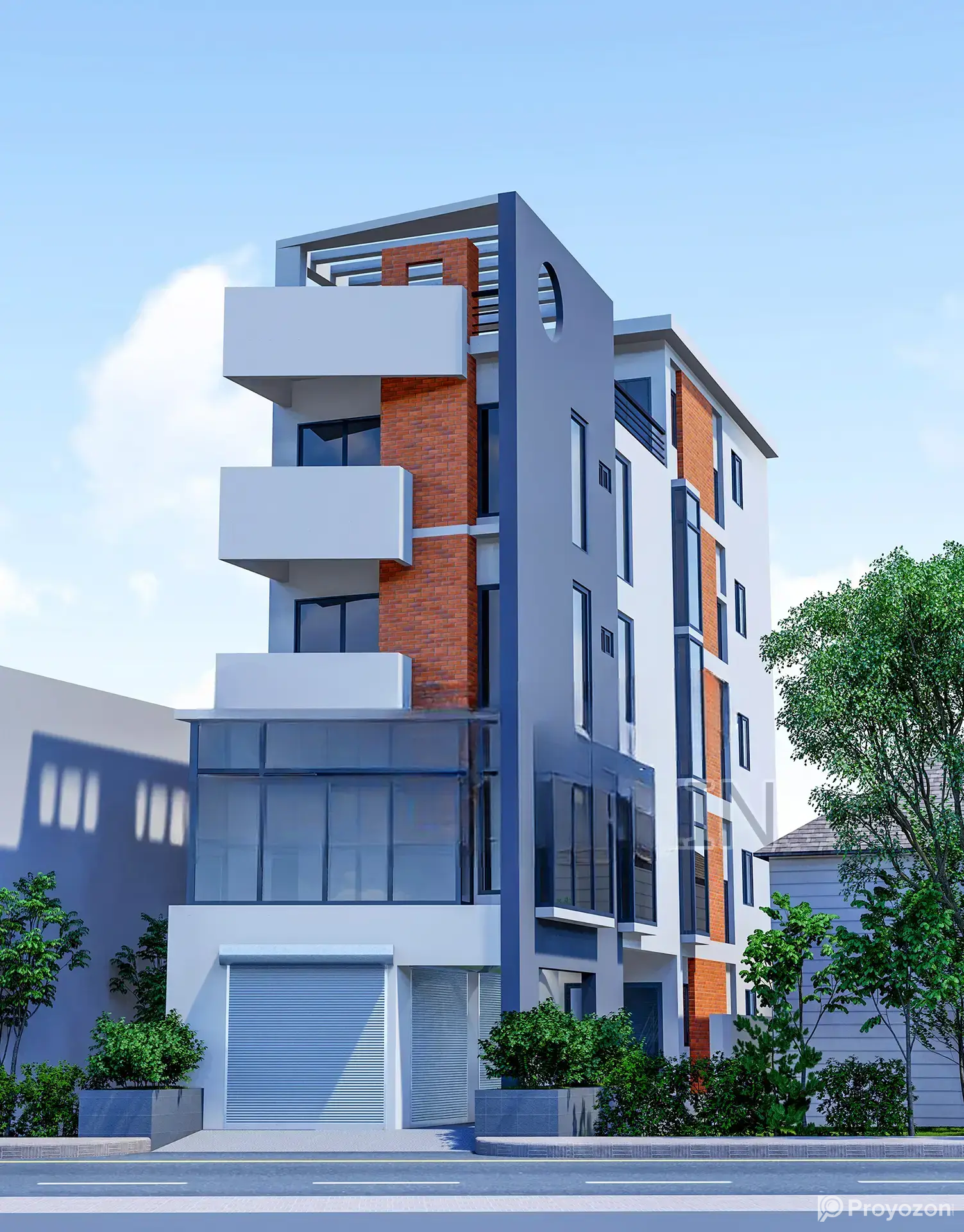 3 and 5-story building design with 3D rendering